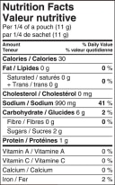 Nutrition Facts - Chow Mein Sauce Mix